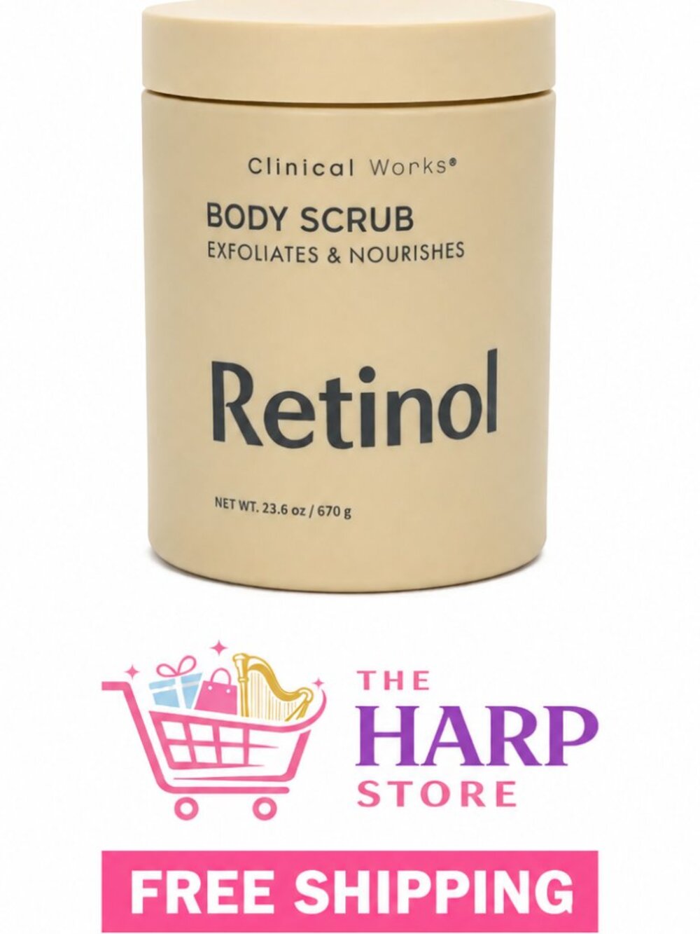 Clinical Works Retinol Body Scrub – Exfoliating & Nourishing Body Polish 23.6 oz